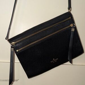 Kate Spade Black Leather Crossbody with Gold Details